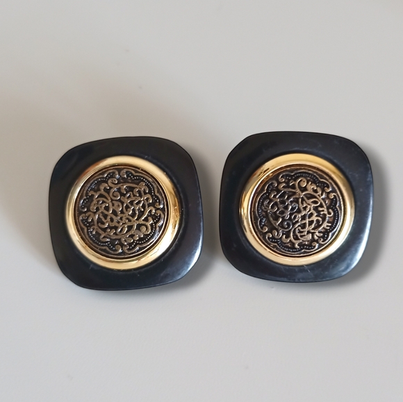 💥 Vintage Square Brooch Pin & Pierced Earrings Set - Picture 3 of 15